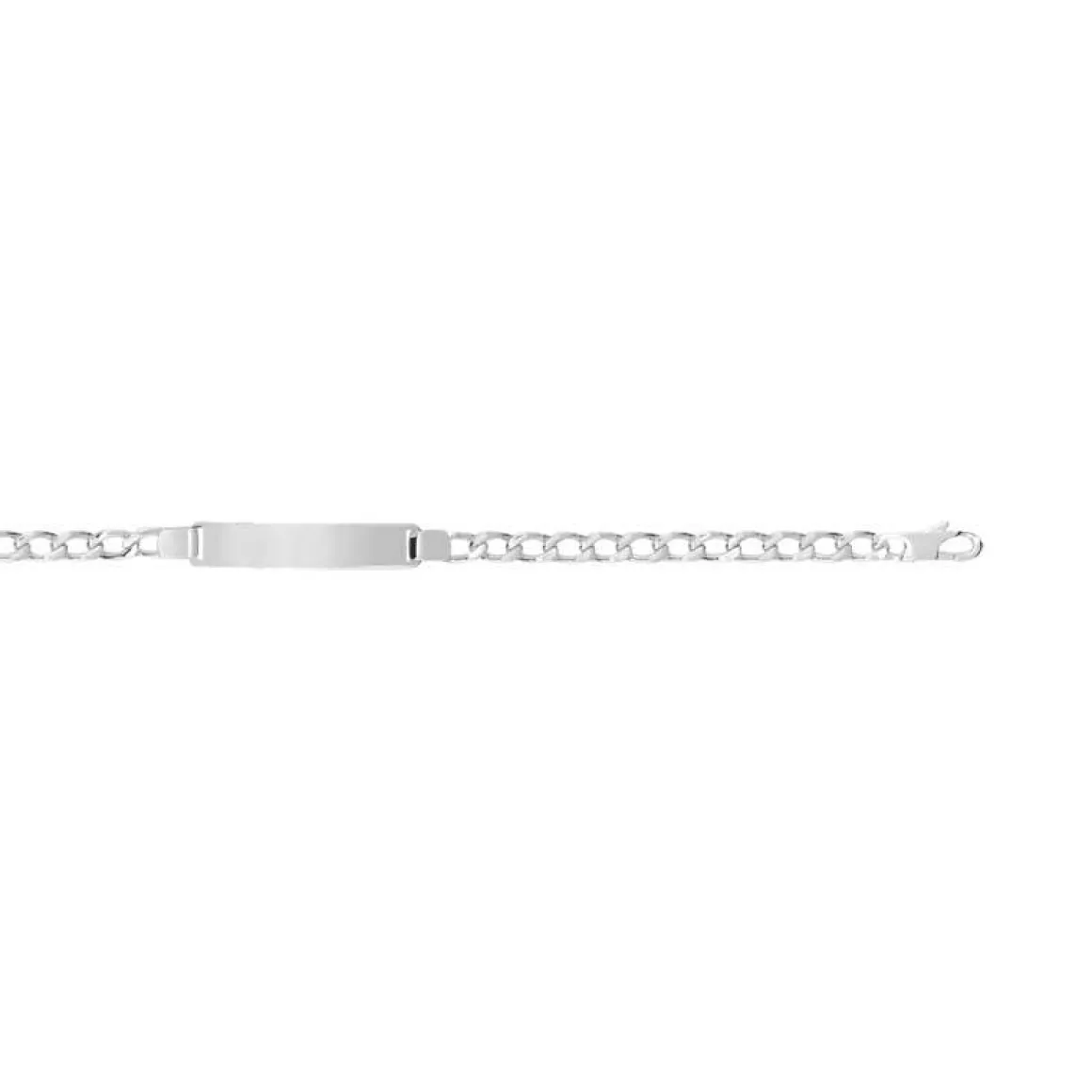 Bracelet identité argent 925 maillons diamantés personnalisable 19 cm