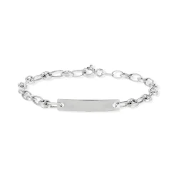 Bracelet identité or 375 blanc maille grain de café personnalisable 14 cm