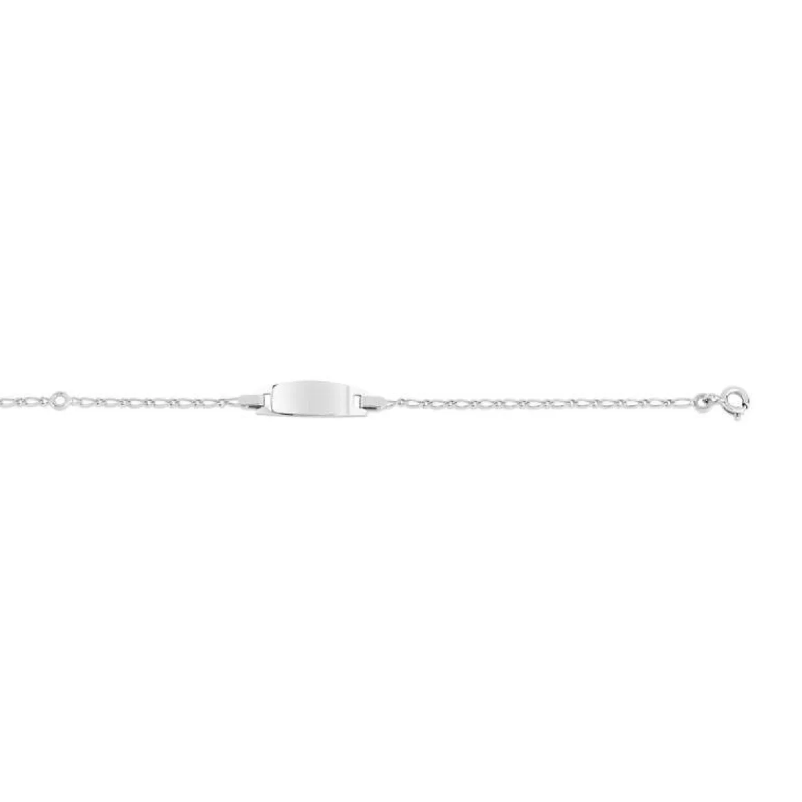 Bracelet identité or 375 blanc maille alternée personnalisable 14 cm