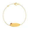 Bracelet identité or jaune 750 coeur laque pailletée rouge 14 cm