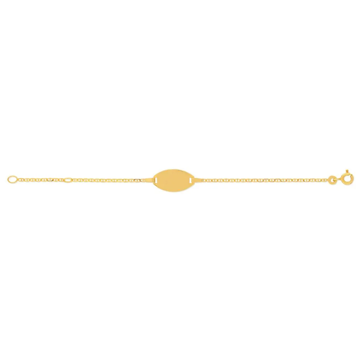 Bracelet identité or jaune 375 personnalisable maille marine 13 cm