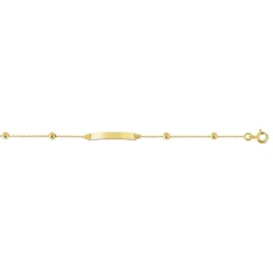 Bracelet identité or 375 jaune personnalisable boules 14 cm