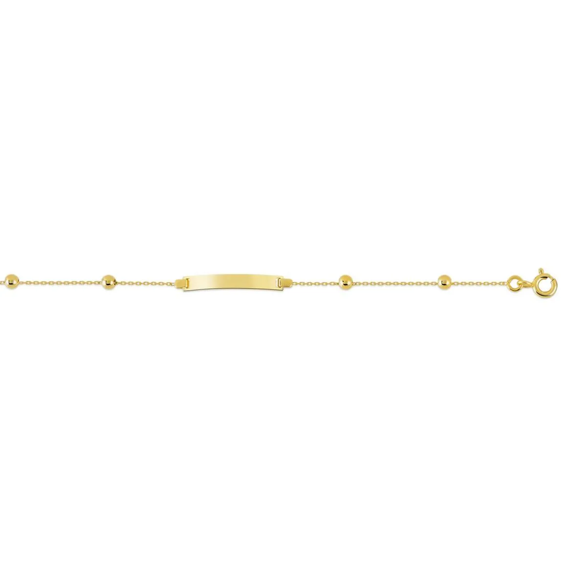 Bracelet identité or 375 jaune personnalisable boules 14 cm