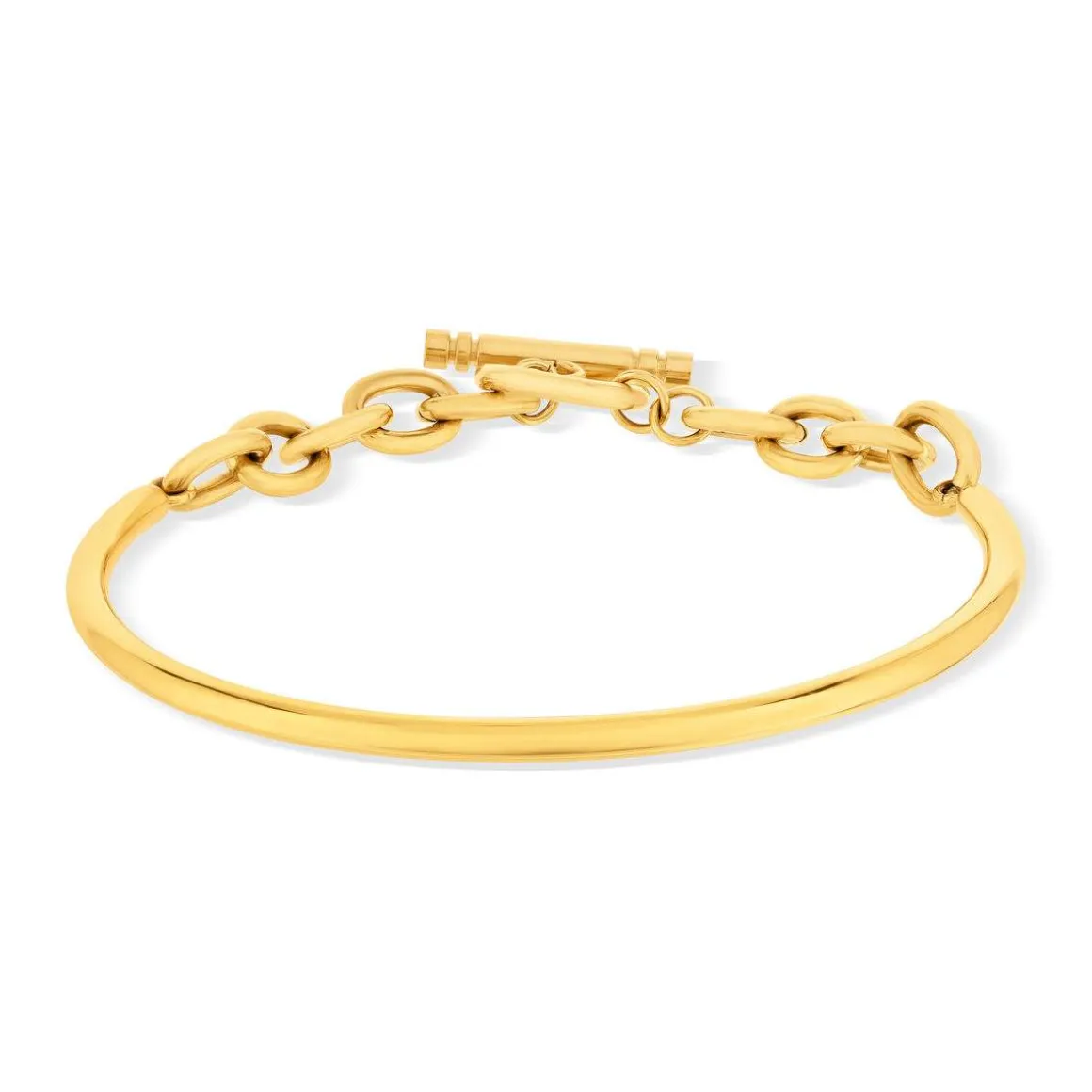 Bracelet jonc acier jaune maille fantaisie