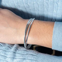 Bracelet jonc argent 925 3 anneaux entrelacés