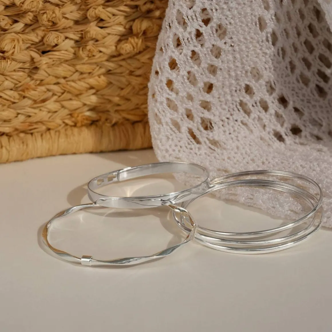 Bracelet jonc argent 925 3 anneaux entrelacés