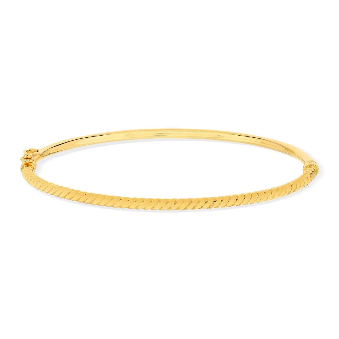 Bracelet jonc or 375 jaune lisse et torsadé