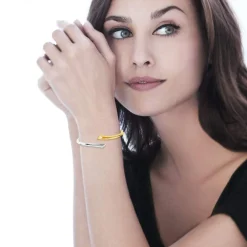 Bracelet jonc or 750 2 tons articulé