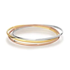Bracelet jonc plaqué or 3 tons anneaux entrelacés