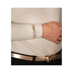 Bracelet jonc plaqué or 2 tons coeur zirconias