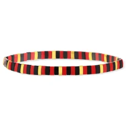 Bracelet élastiques perles japonaises MIYUKI en verre émaillé ton rouge noir et doré 17cm