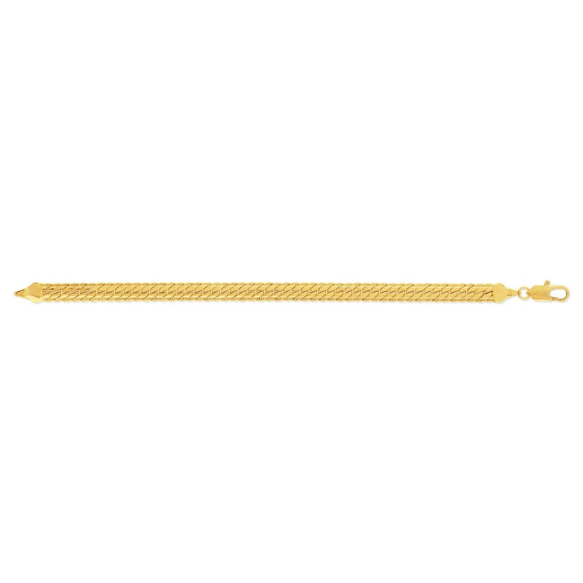 Bracelet maille anglaise plate festonnée plaqué or 18 cm