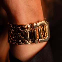 Bracelet maille plaqué or jaune écailles 20cm