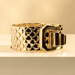 Bracelet maille plaqué or jaune écailles 18cm