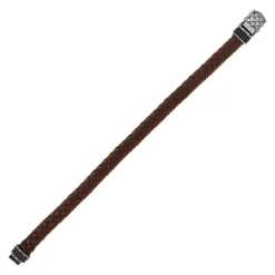 Bracelet marron tressé spinelles noires 19cm