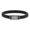 Bracelet noir tressé spinelles noires 19cm