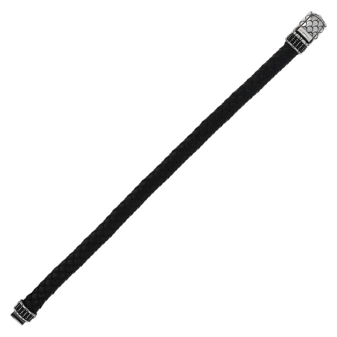 Bracelet noir tressé spinelles noires 19cm