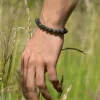 Bracelet onyx jade et acier 18,5 cm