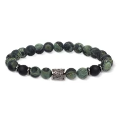 Bracelet onyx jade et acier 18,5 cm