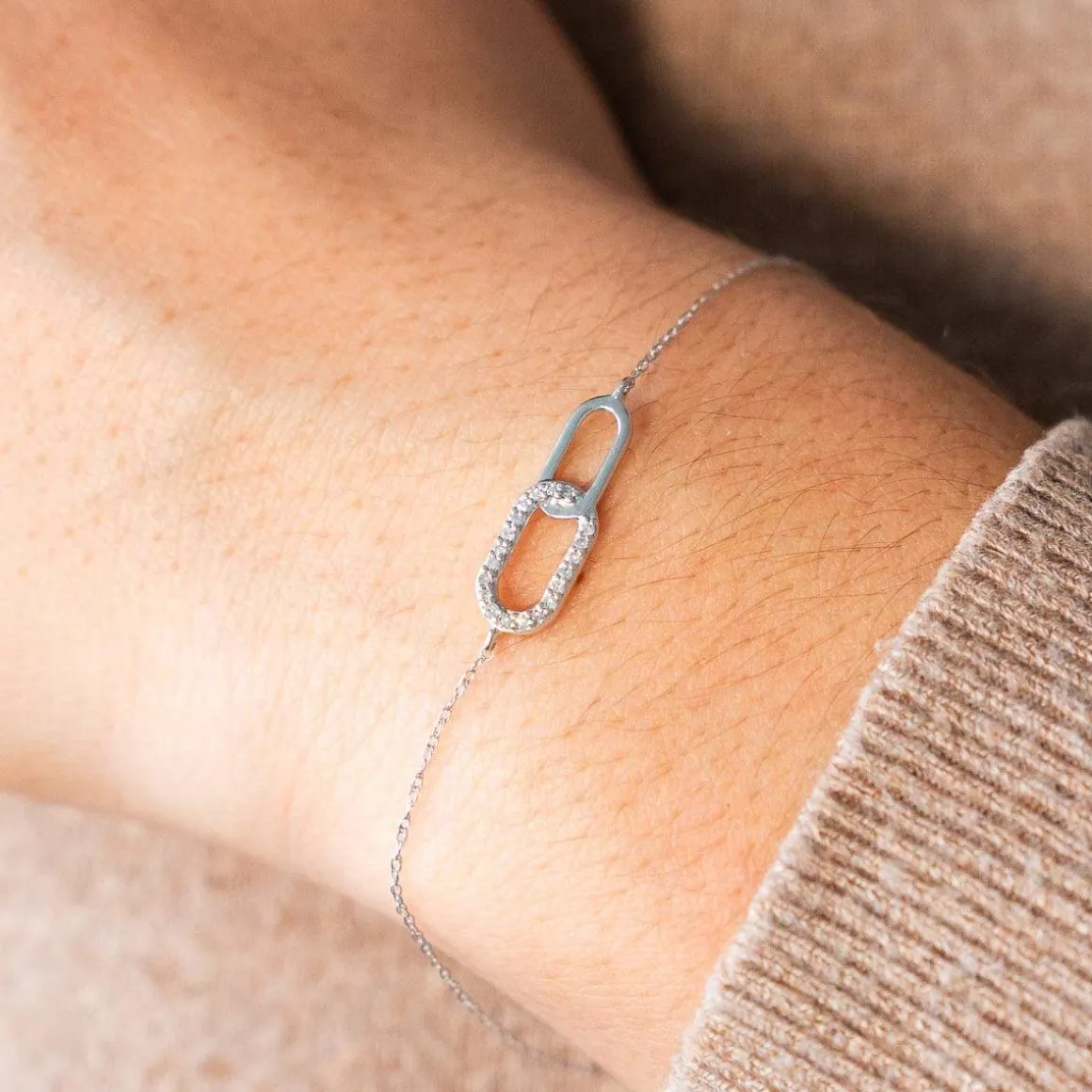 Bracelet or 375 blanc diamants