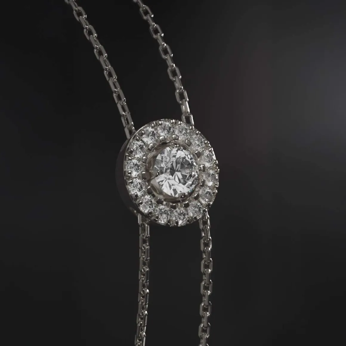 Bracelet or 750 blanc entourage diamant DSI2 18cm