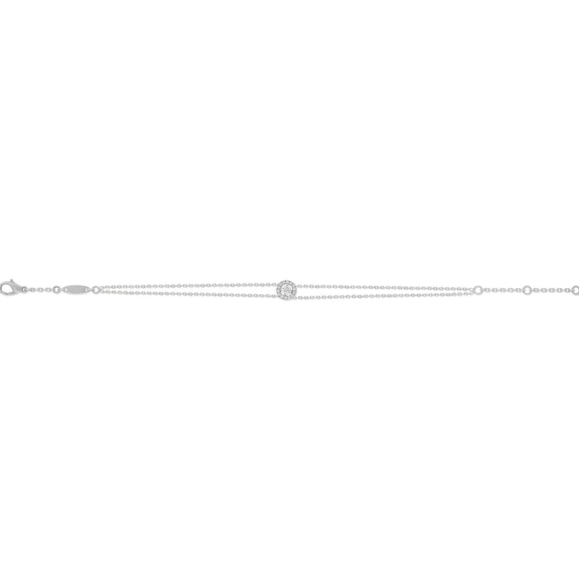 Bracelet or 750 blanc entourage diamant DSI2 18cm