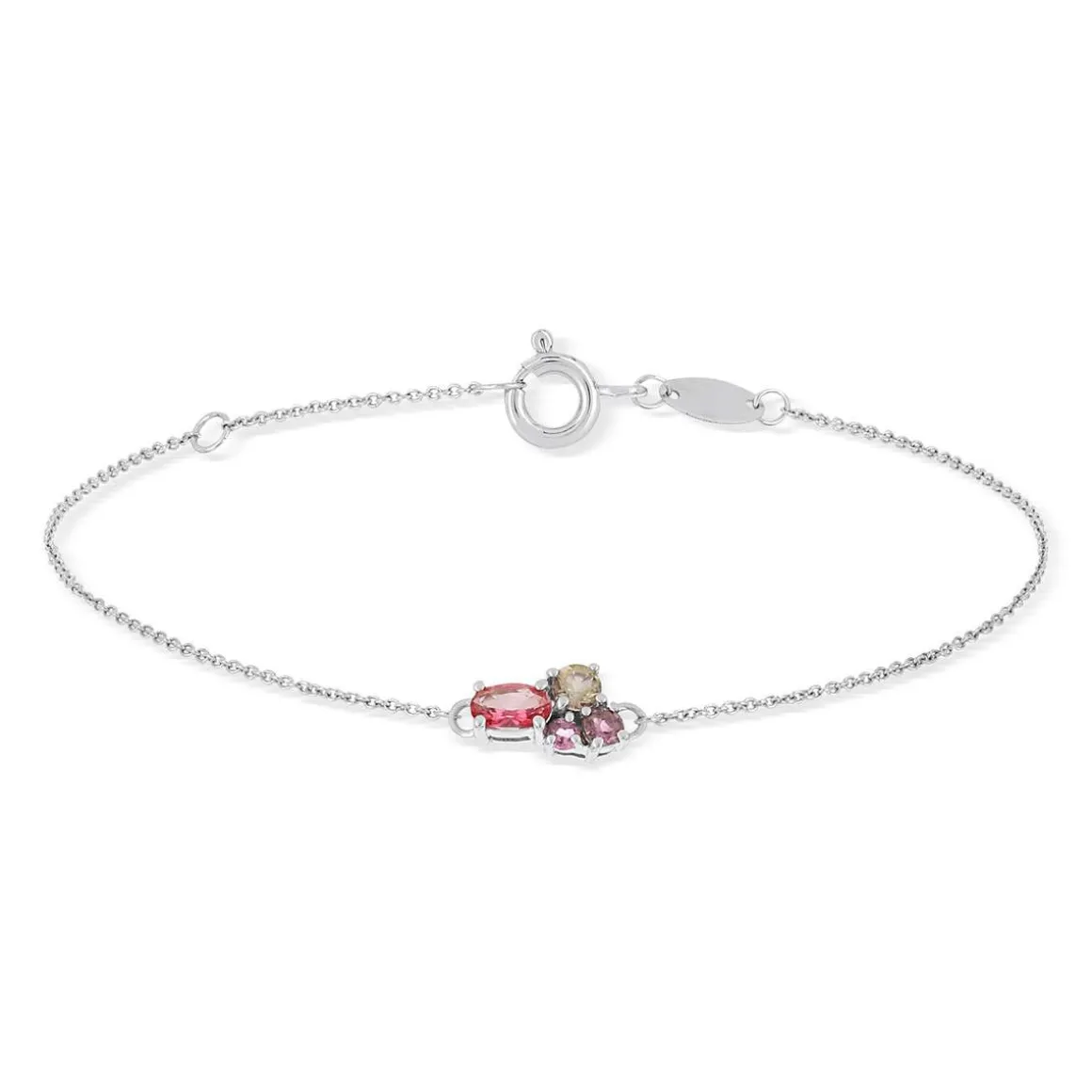 Bracelet or blanc 375 pierres fines 18 cm