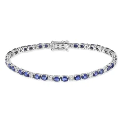Bracelet or 750 blanc saphirs et diamants 18 cm
