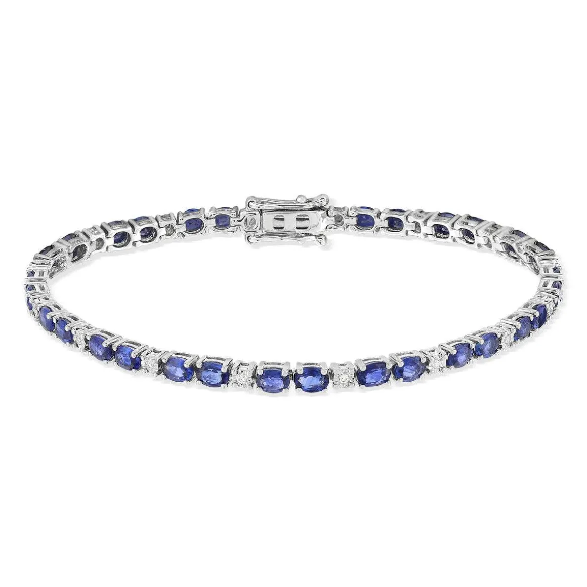 Bracelet or 750 blanc saphirs et diamants 18 cm