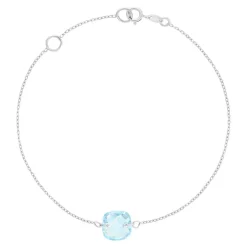 Bracelet or 375 blanc topaze bleue traitée 18 cm