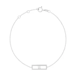 Bracelet or 375 blanc zirconia blanc