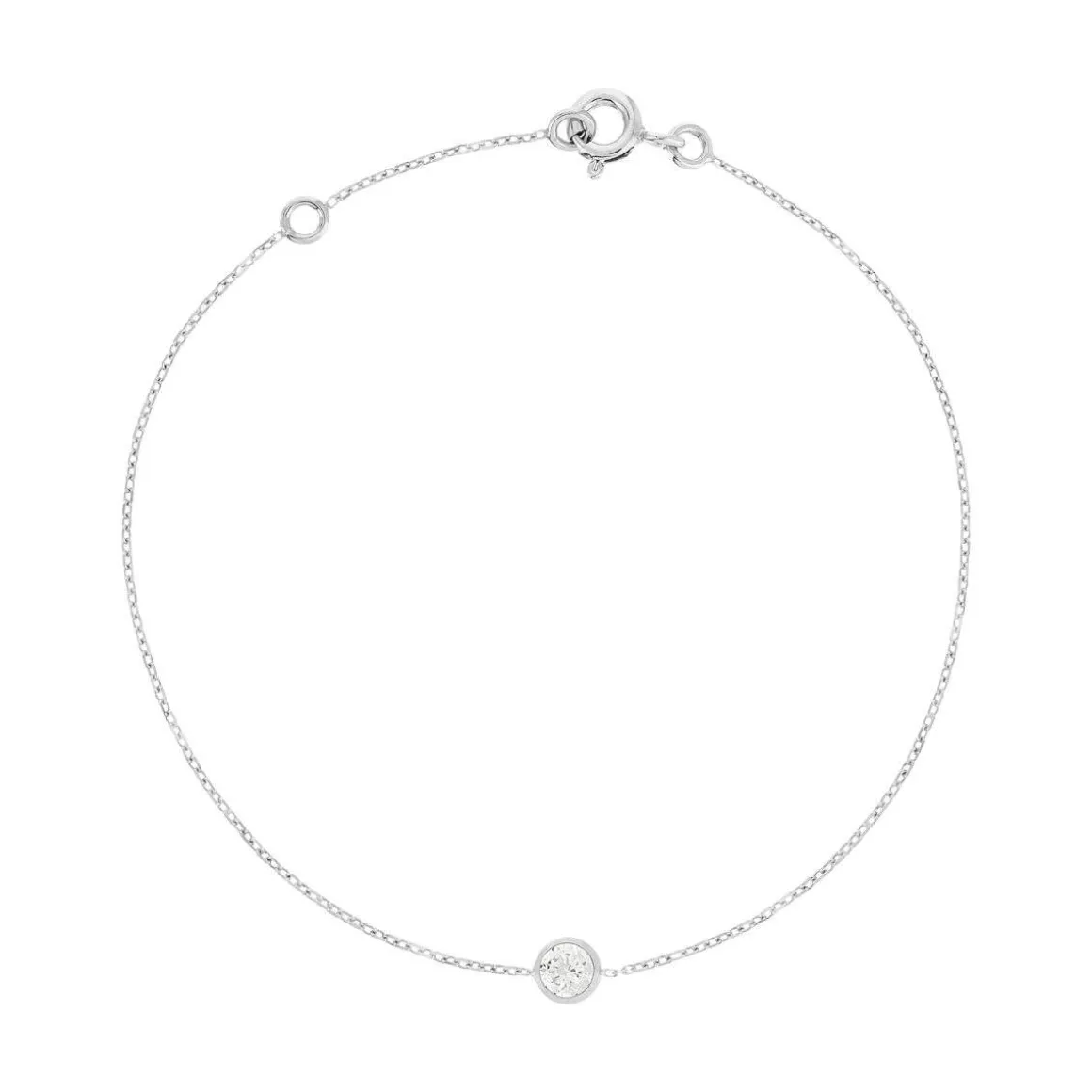 Bracelet or 375 blanc zirconia 18.5 cm