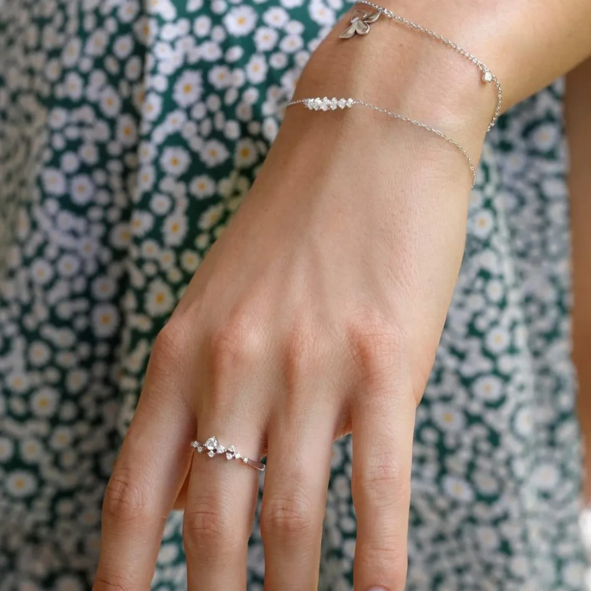 Bracelet or 375 blanc zirconias blancs