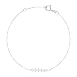 Bracelet or 375 blanc zirconias blancs