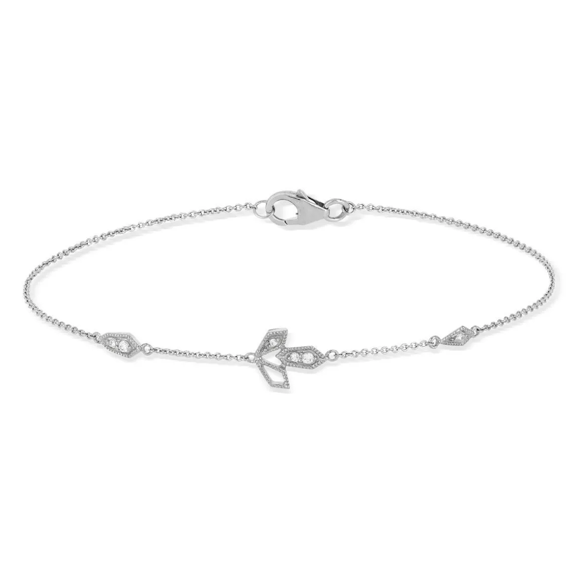Bracelet or blanc 375 zirconias 19 cm