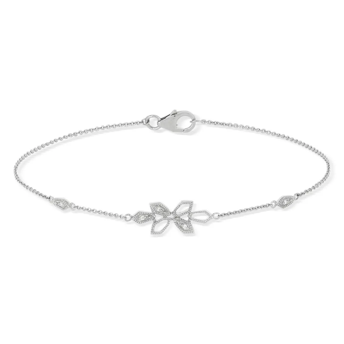 Bracelet or blanc 375 zirconias 19 cm