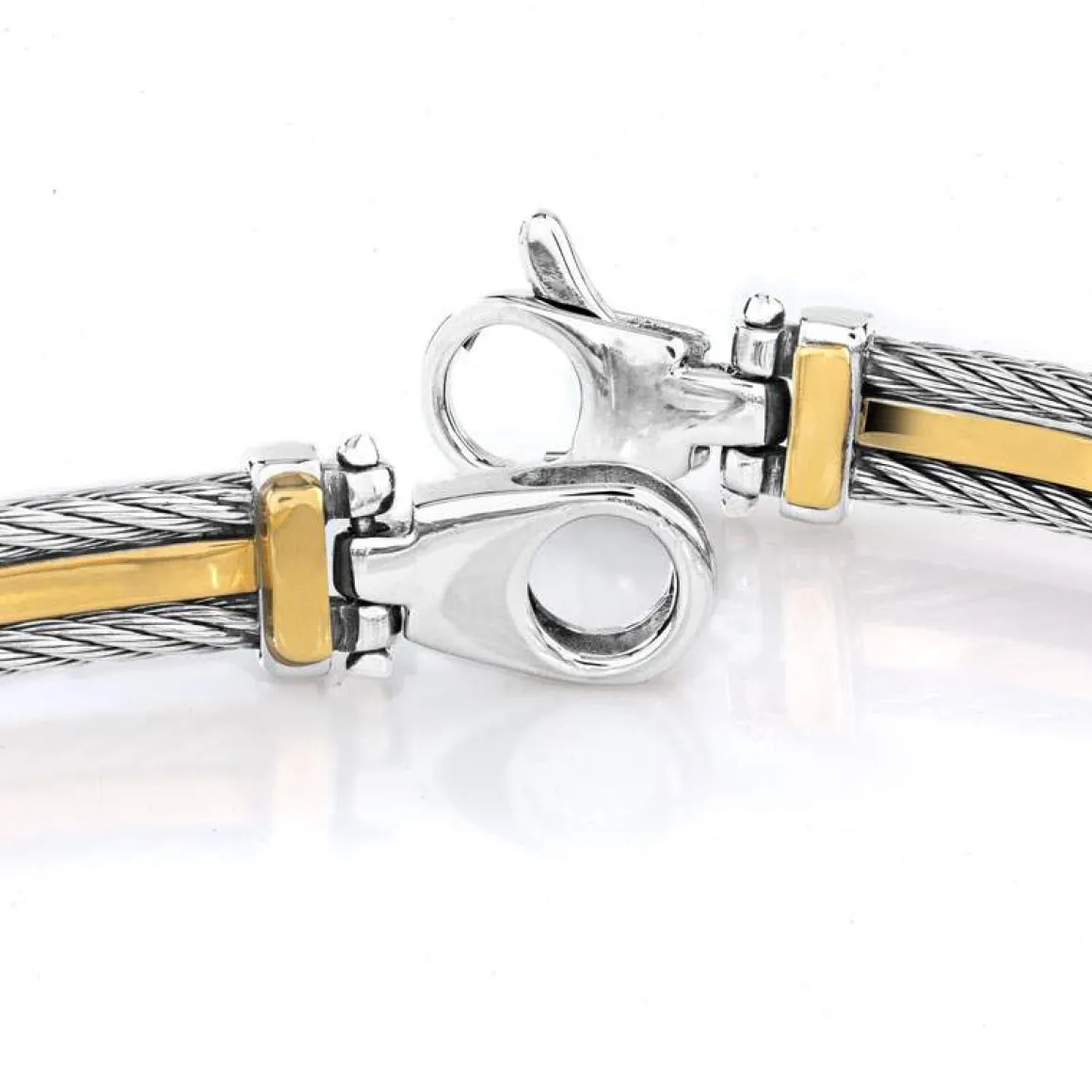 Bracelet or 750 jaune acier câbles 20 cm