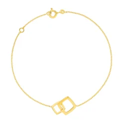 Bracelet or jaune 375 18 cm motif carrés entrelacés