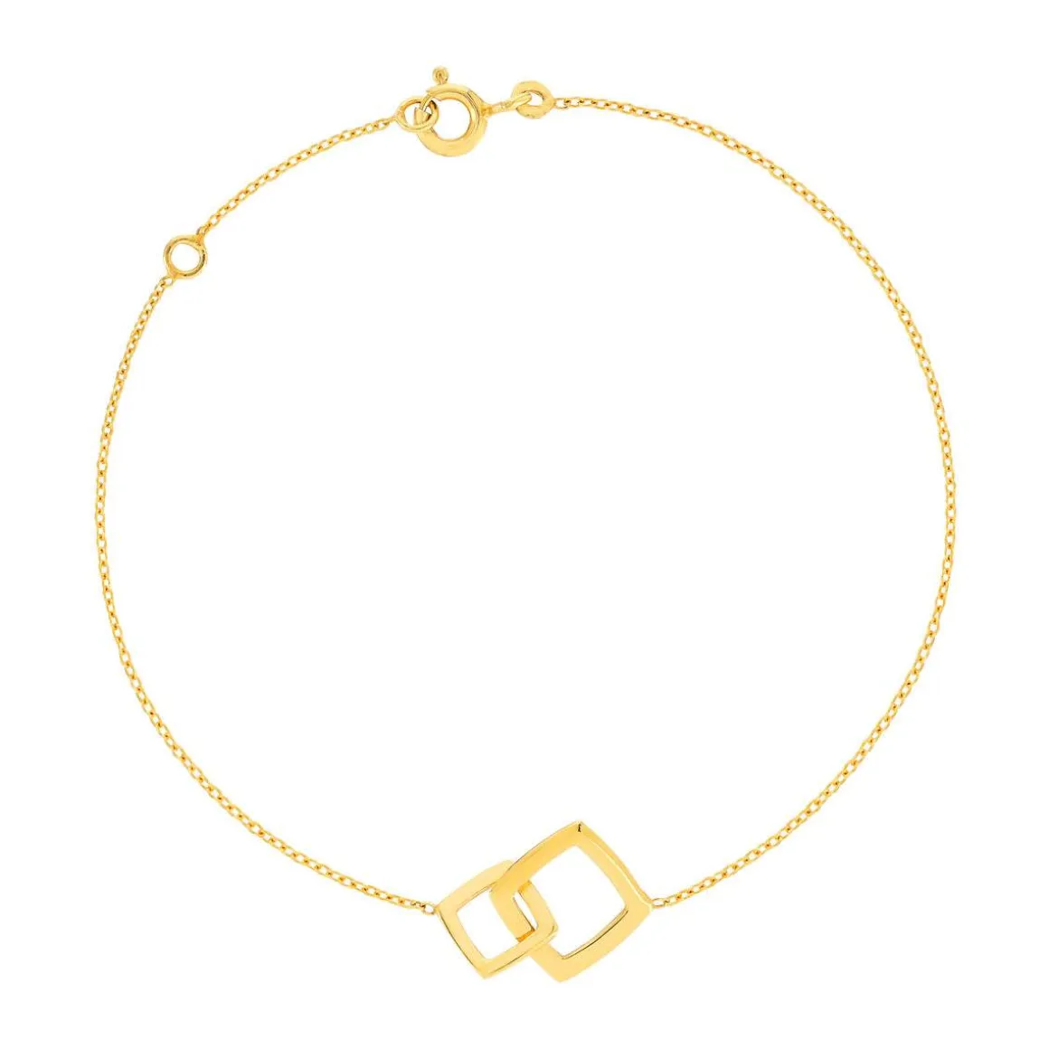 Bracelet or jaune 375 18 cm motif carrés entrelacés