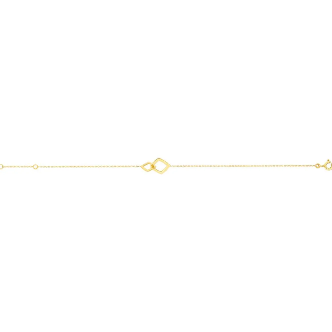 Bracelet or jaune 375 18 cm motif carrés entrelacés