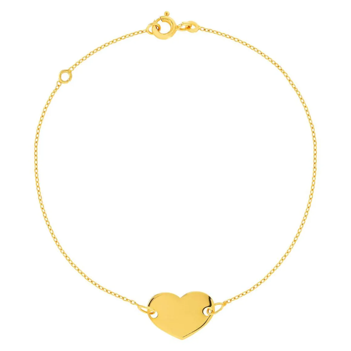 Bracelet or jaune 375 18 cm motif coeur
