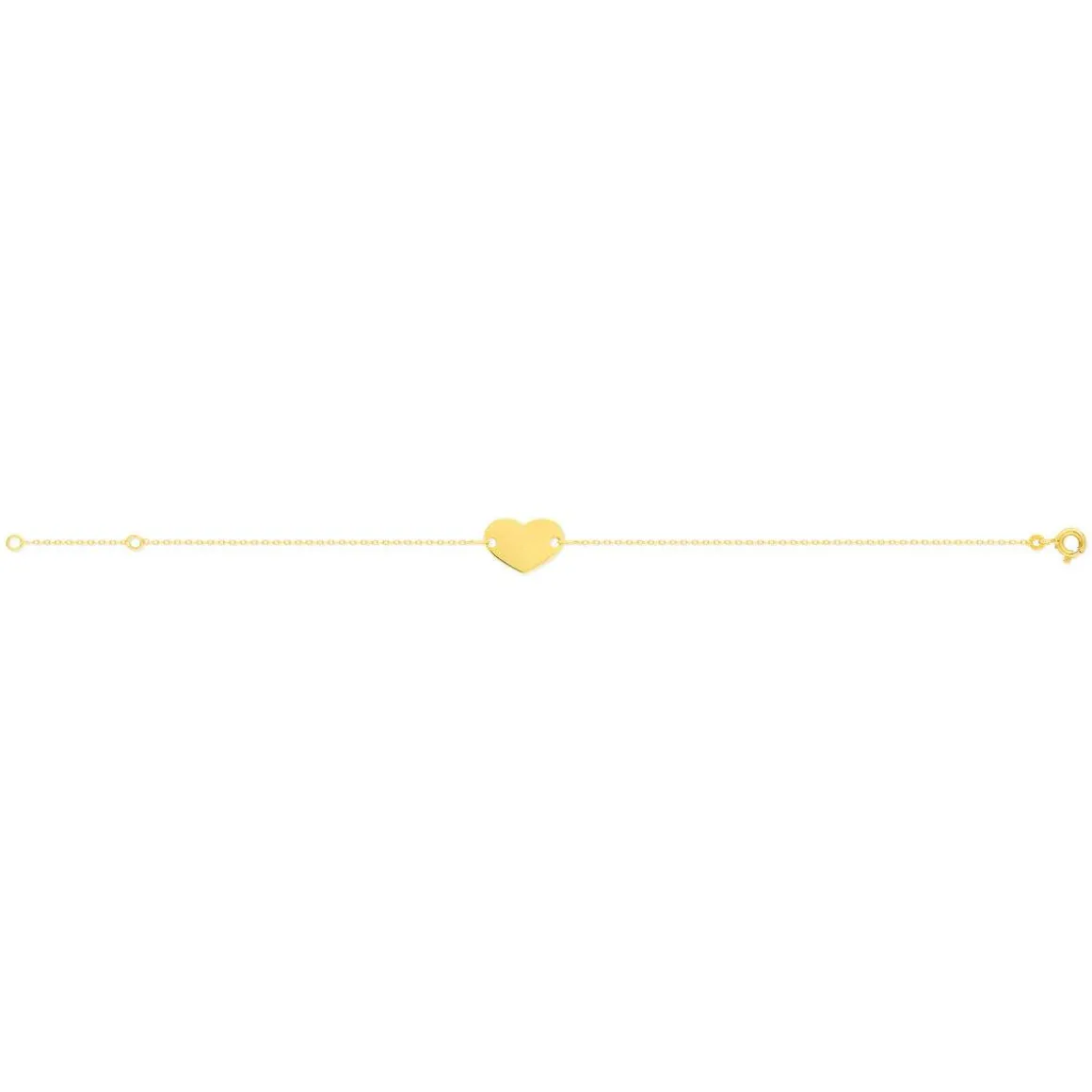 Bracelet or jaune 375 18 cm motif coeur