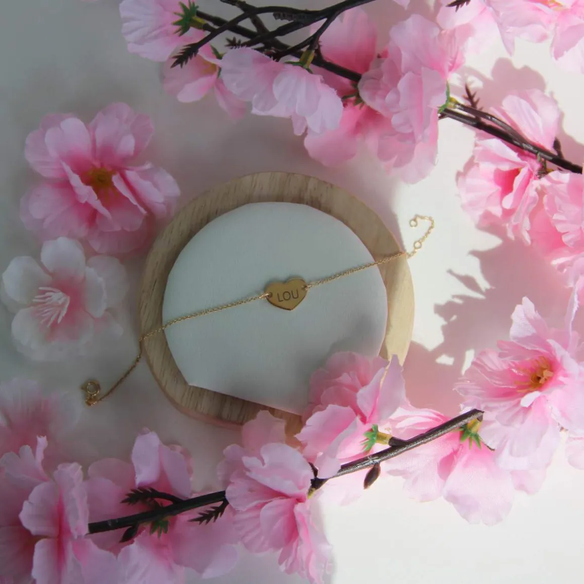 Bracelet or jaune 375 18 cm motif coeur