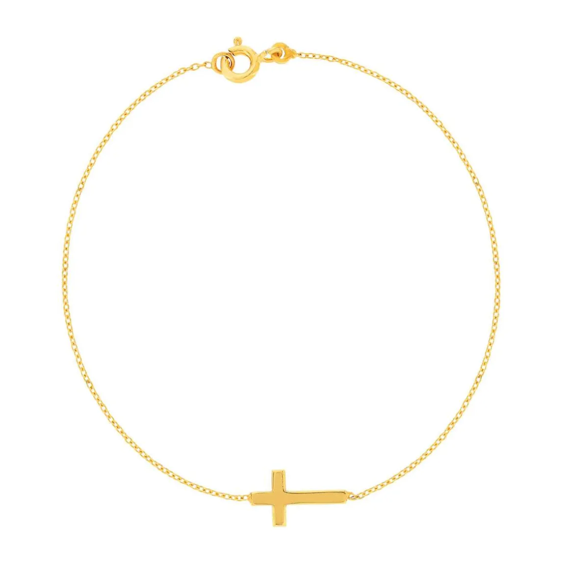 Bracelet or jaune 375 18 cm motif croix