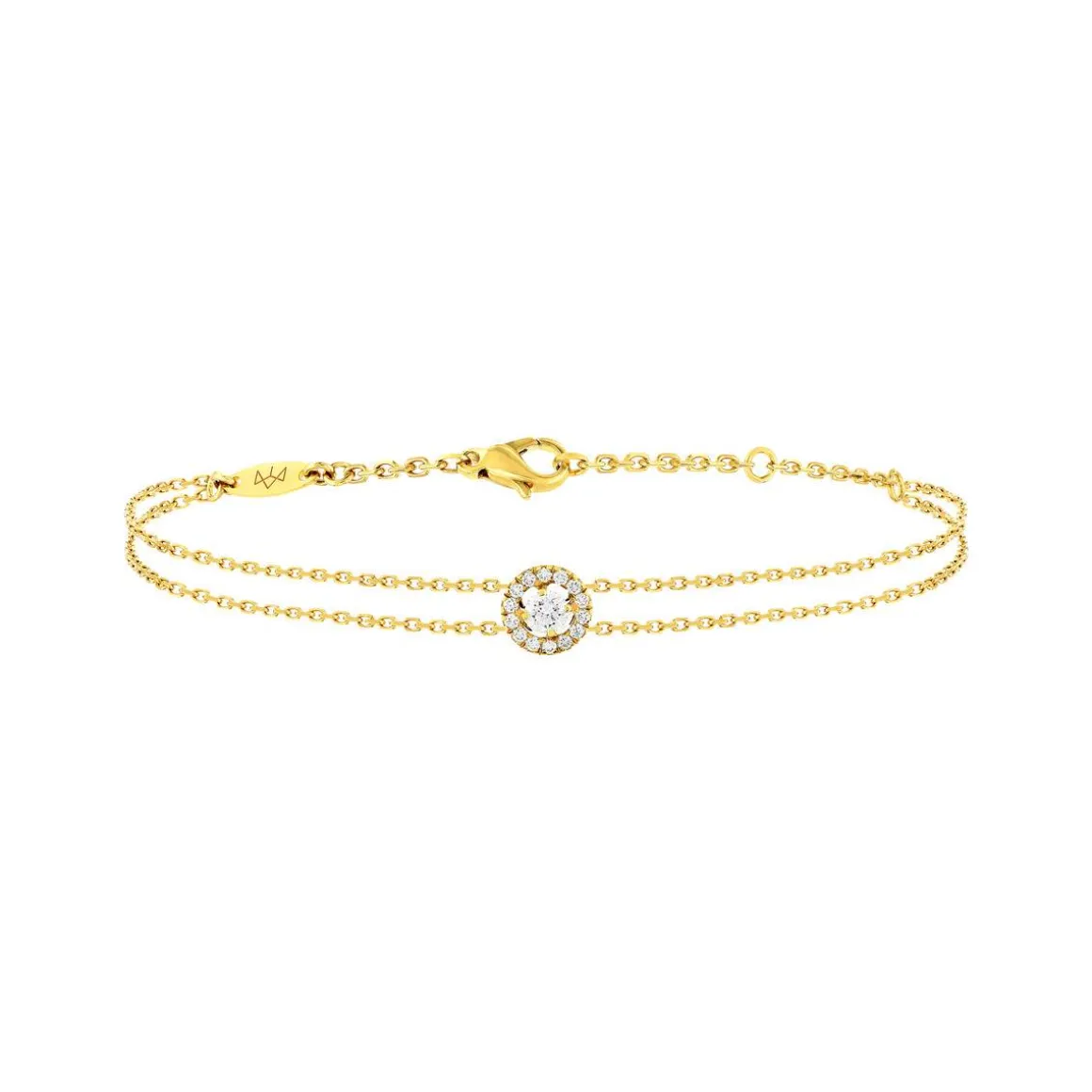 Bracelet or 750 jaune entourage diamant DSI2 18cm