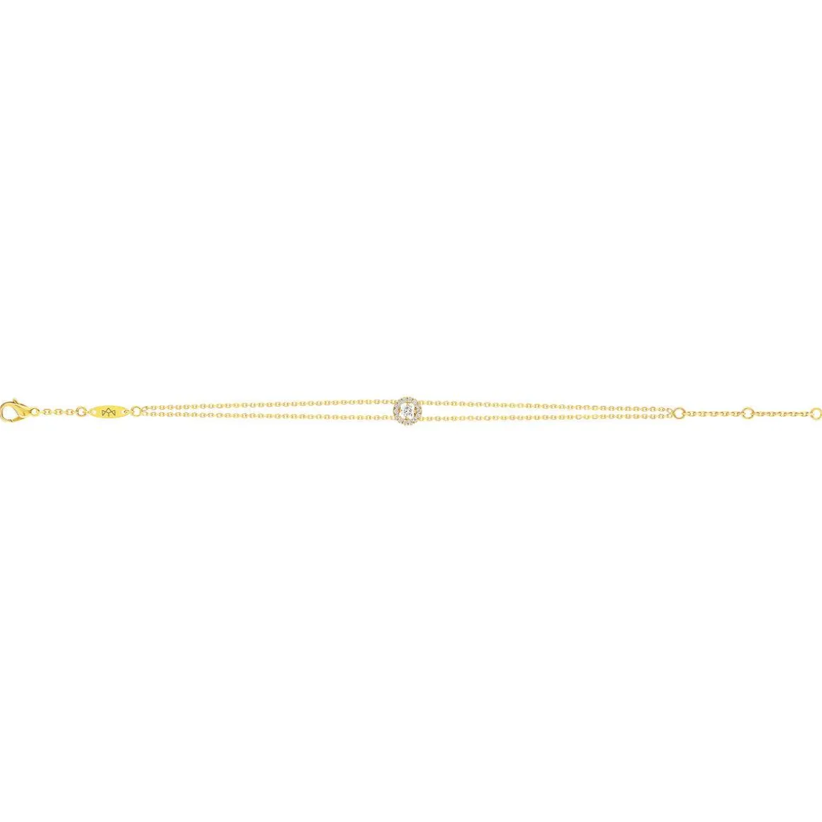 Bracelet or 750 jaune entourage diamant DSI2 18cm