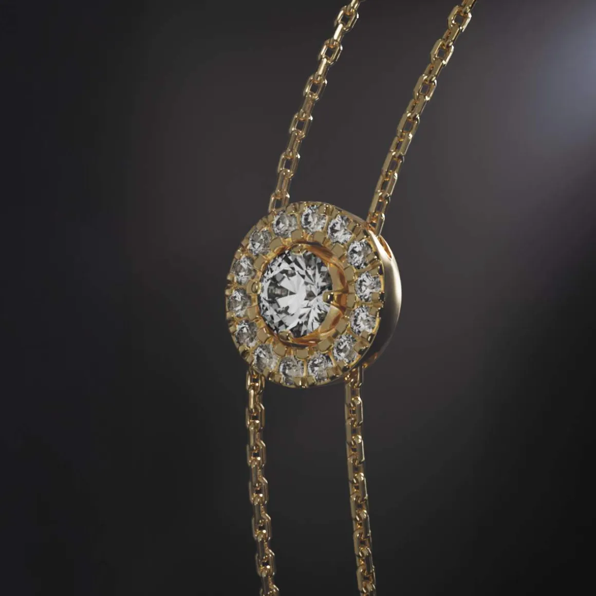 Bracelet or 750 jaune entourage diamant DSI2 18cm