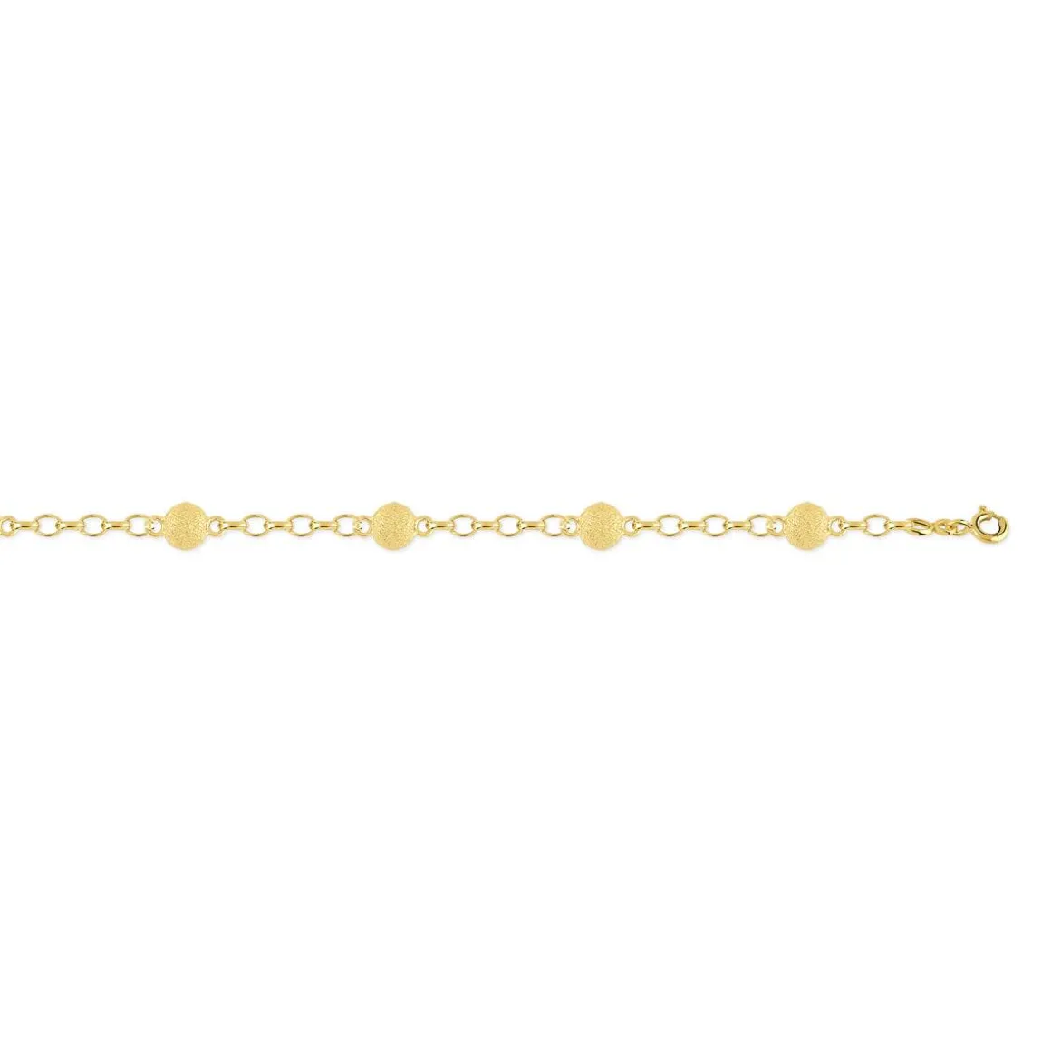 Bracelet or 750 jaune maille boules granitées 18,5 cm