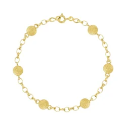 Bracelet or 750 jaune maille boules granitées 18,5 cm