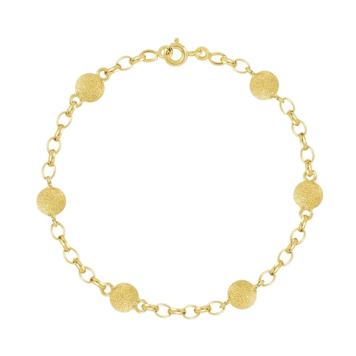 Bracelet or 750 jaune maille boules granitées 18,5 cm